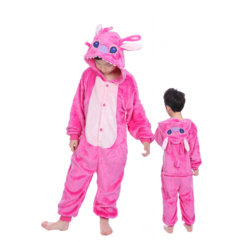 Pink Stitch Angel Onesie Pajamas for Kids Cute Halloween Costumes 