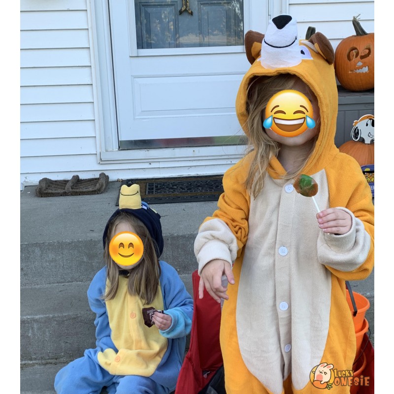 Orange Dog Costume Onesie Halloween Suit for Unisex Adults & Teens