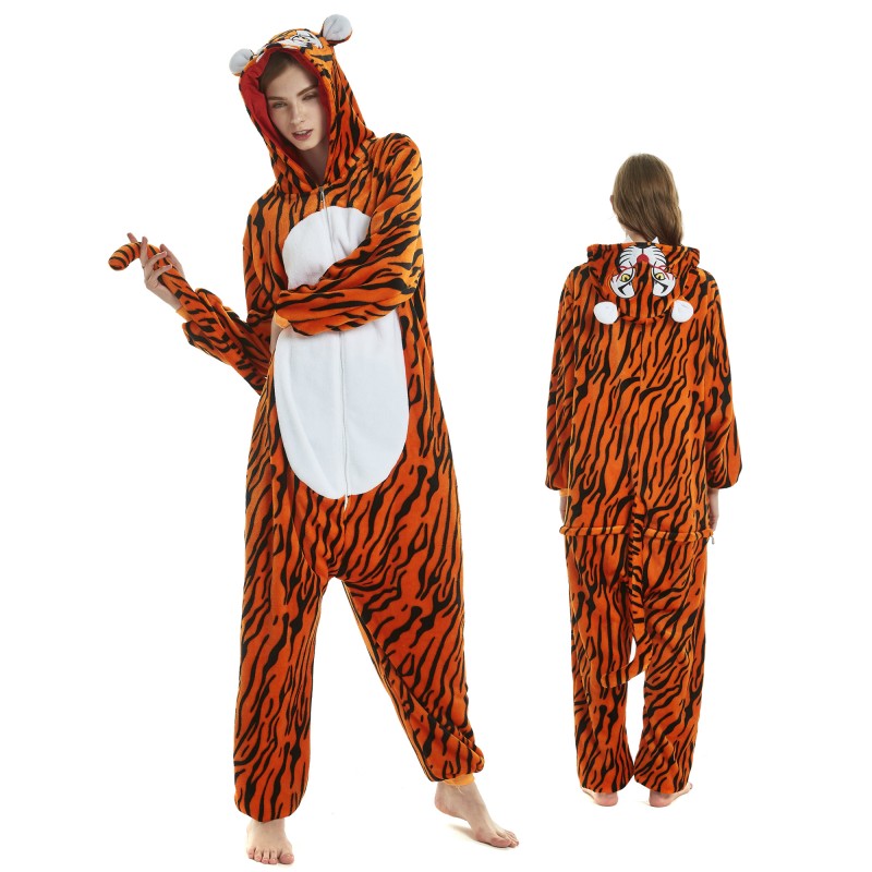 Kigurumi Onesie Adult Animal Tiger Pajamas Suit Warm Soft Stitch
