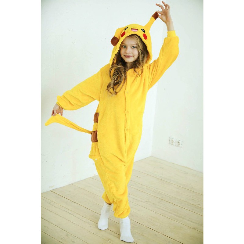 Pikachu Animal Pijama Unisex Kids Fantasia cosplay Onesie Kigurumi Jumpsuit  Sleepwear