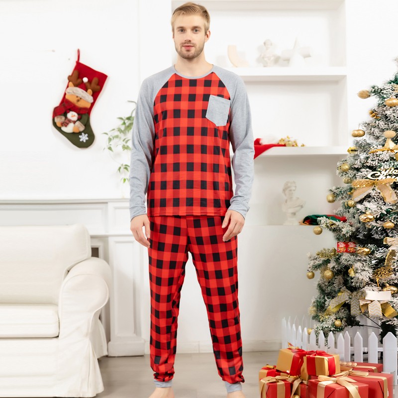 Christmas Pajamas Matching Family Pj Set Santa's Crew Printing Sleepwear