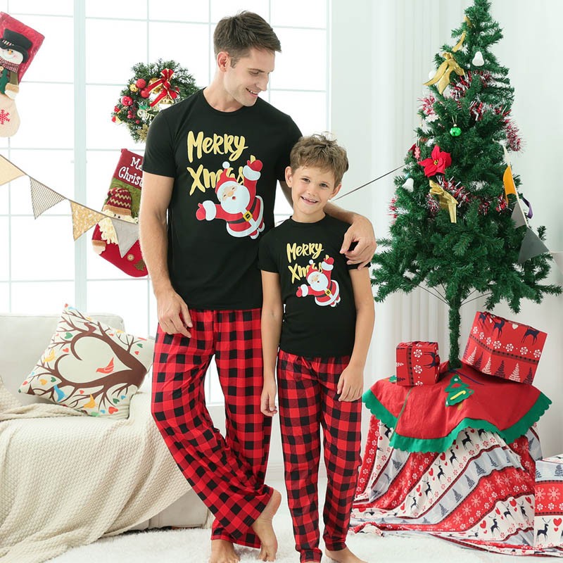 Short Sleeve Pajamas Xmas Pjs Christmas Pajamas Set Kids Women Men Sleepwear