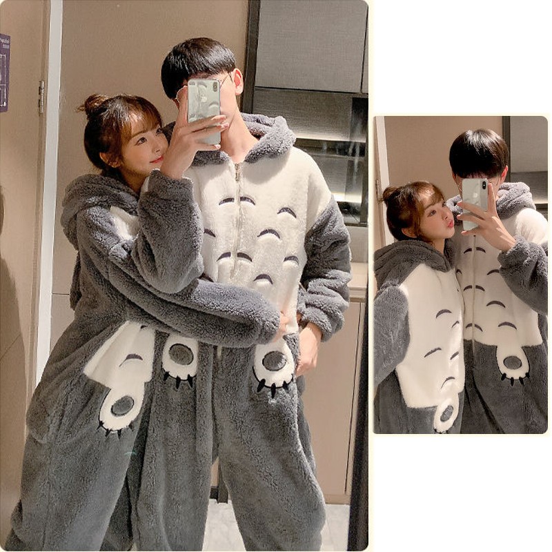 Couples Jumpsuits Cartoon Dinosaur Pyjamas One-piece Sleepwear