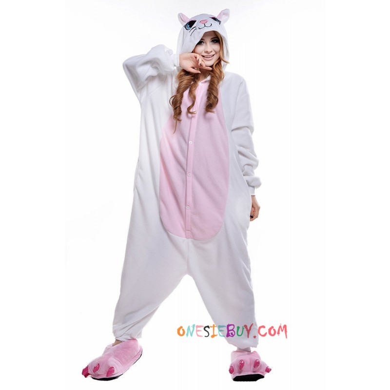 White Cat Kigurumi Onesie Pajamas Animal Costumes For Adult