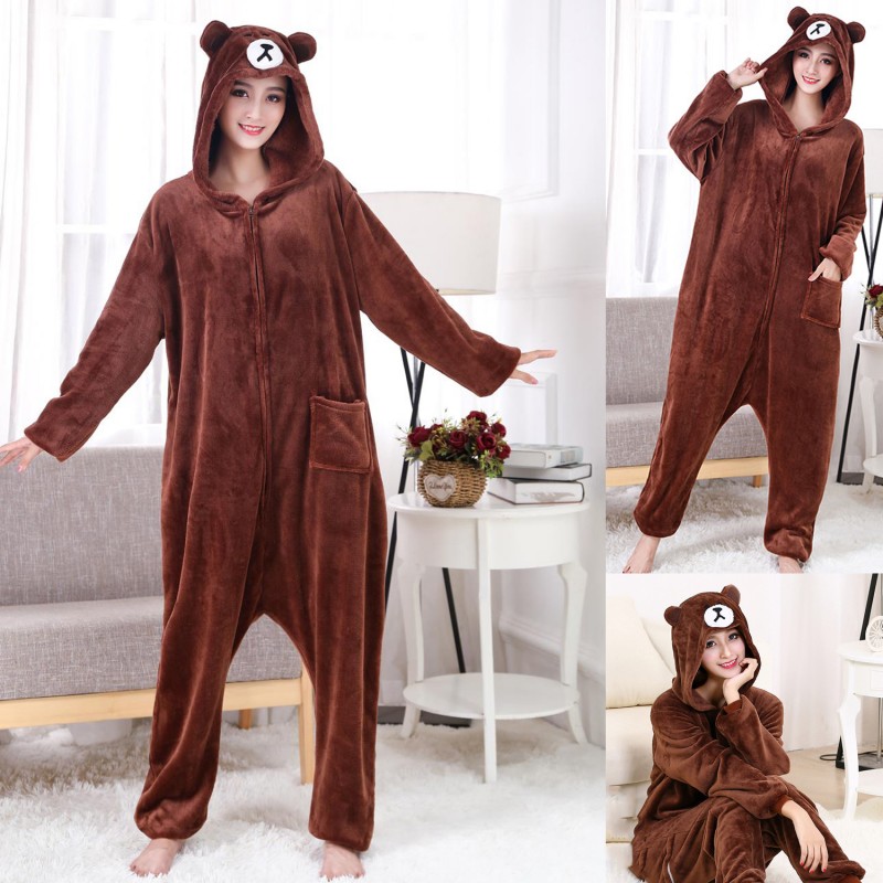 Brown Bear Costume Onesie Pajamas Adult Animal Onesie for Women