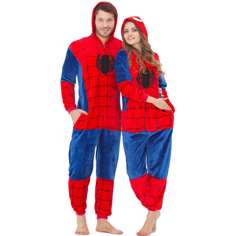 Spiderman Pajamas Jumpsuit Cosplay Superhero Adult Kid Sleepwear