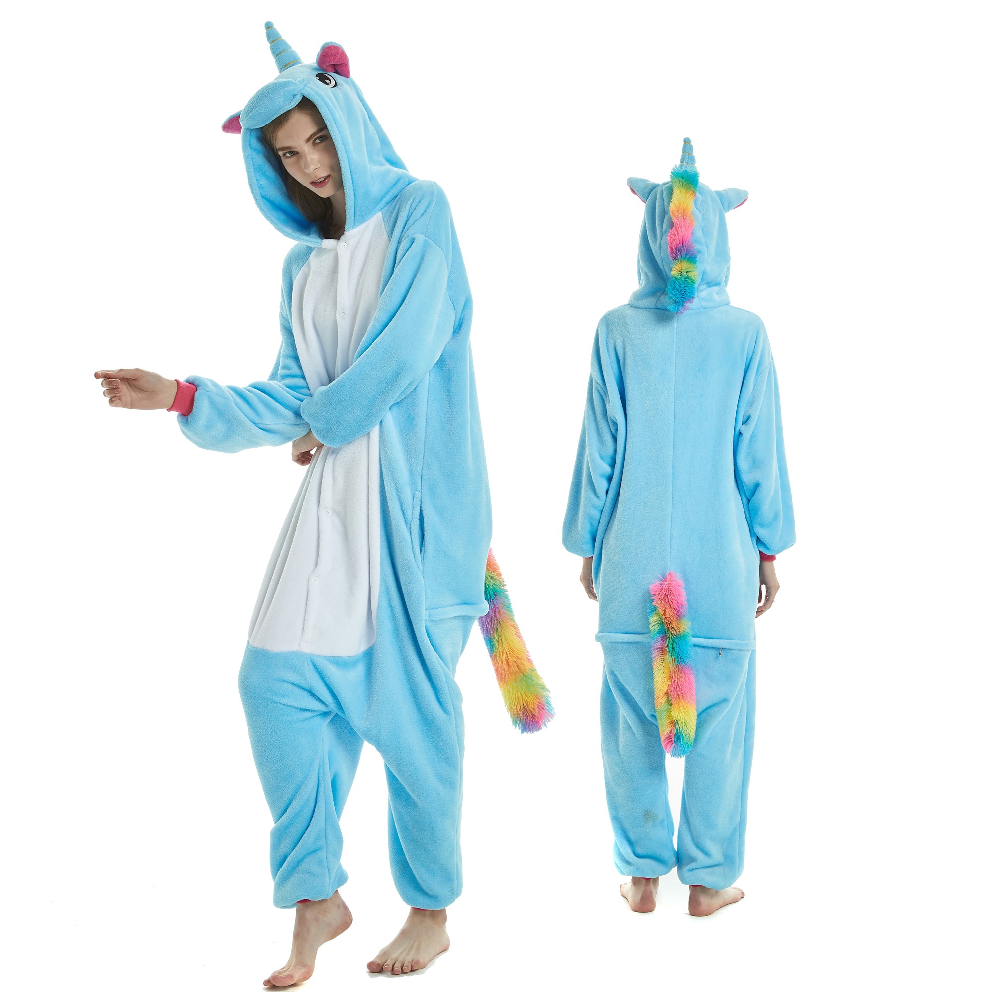 Adult Blue Unicorn Onesie Cute Animal Pajamas on Sale - Hionesies