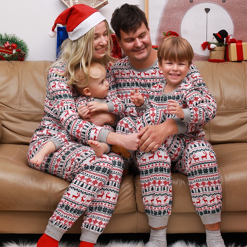 Merry Christmas Family Pajamas Set 2023 Winter Striped Print Matching  Clothes 