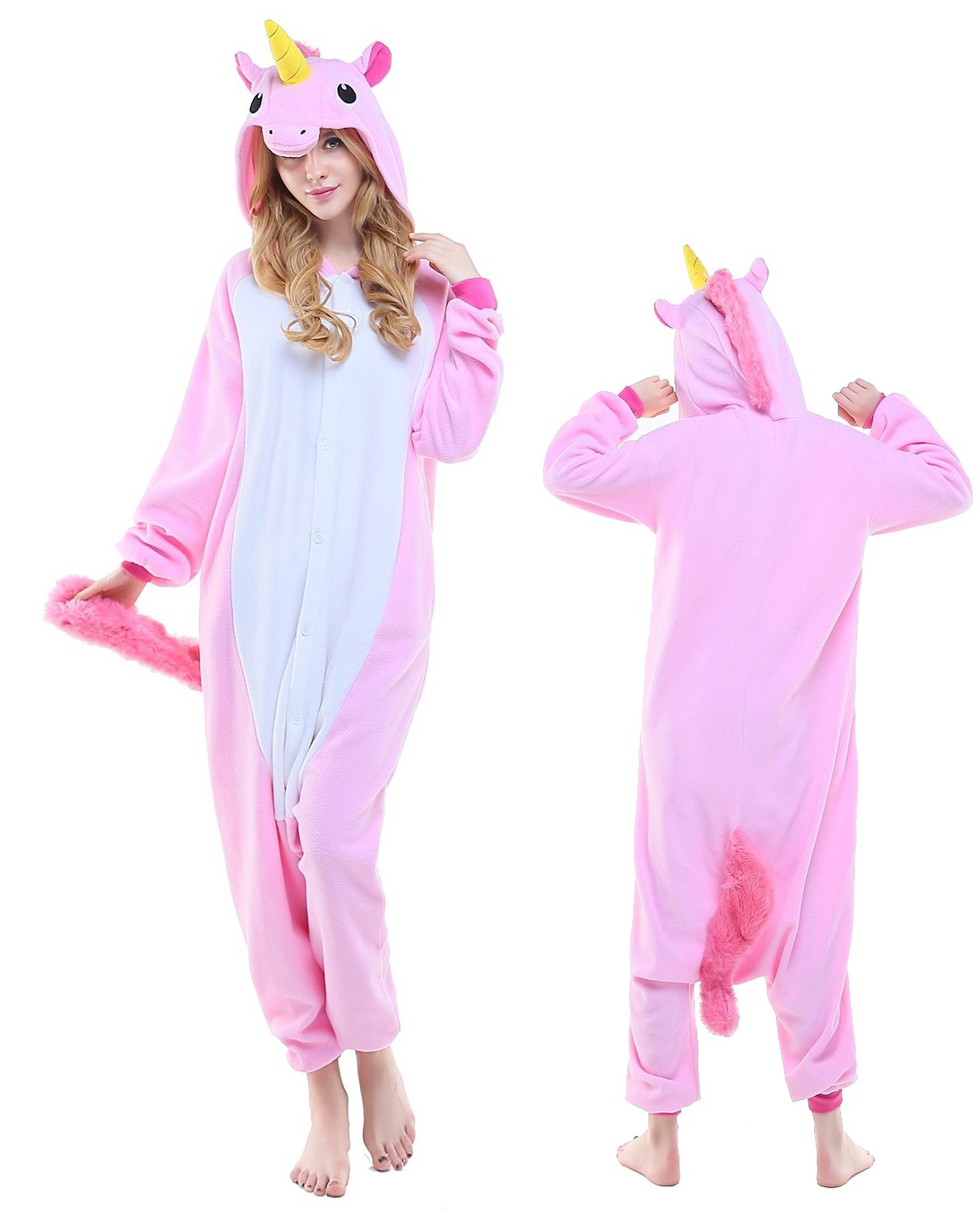 New Pink Unicorn Kigurumi Onesie Pajamas Animal Costumes For Adult