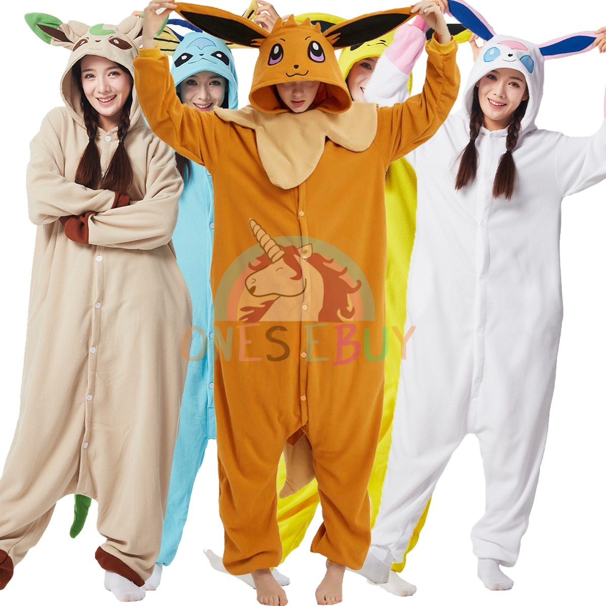 Eevee Costume Vaporeon & Jolteon & Espeon & Umbreon & Leafeon & Glaceon &  Sylveon Costume Onesie Adult Halloween Party Wear Outfit Jumpsuit