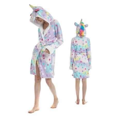 Dream Unicorn Bathrobe for Adult Kigurumi Animal Womens Hooded Robe Pajamas 